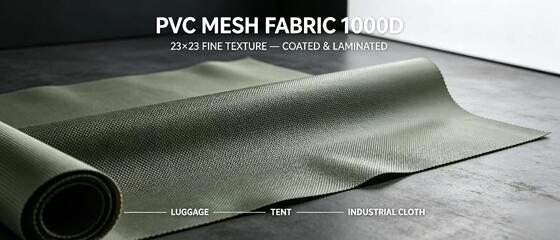 1000D Polyester PVC Mesh Fabric with 23*23 Density Waterproof Tear Resistant for Luggage Tents Outdoor Industrial Use